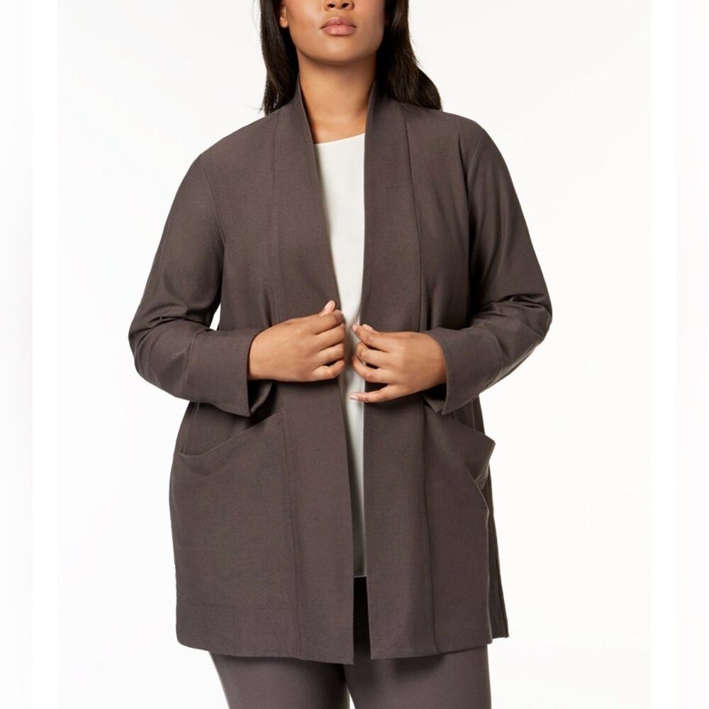 Eileen Fisher Lightweight Washable Crepe Open Front Kimono Jacket Size Large